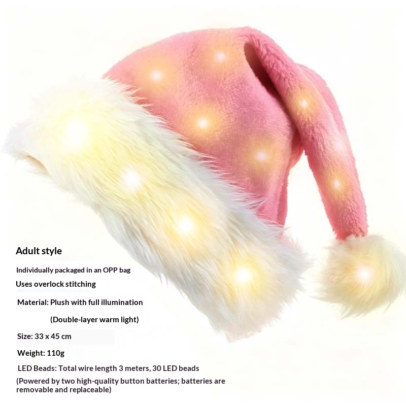 Christmas Party Plush Glowing Christmas Hat For The Elderly