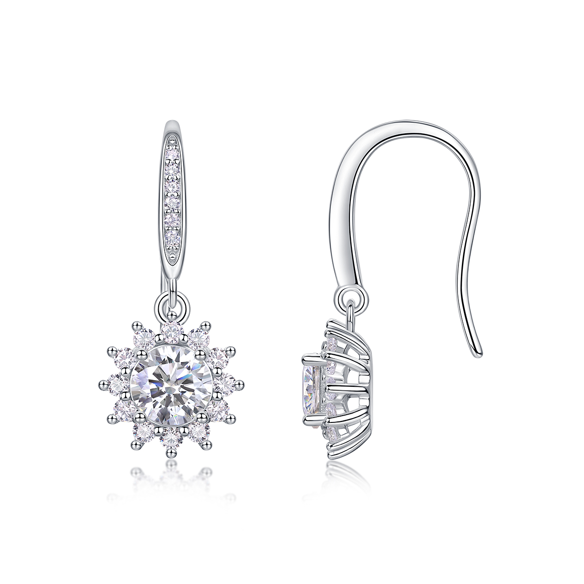 City Of Splendor - Earrings Set With Top-quality Moissanite, Silver And Platinum-plated