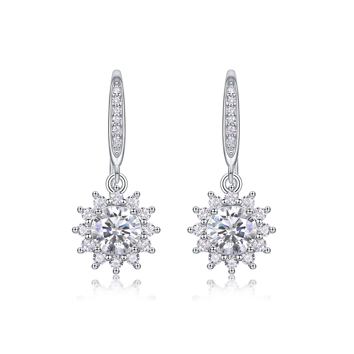 City Of Splendor - Earrings Set With Top-quality Moissanite, Silver And Platinum-plated