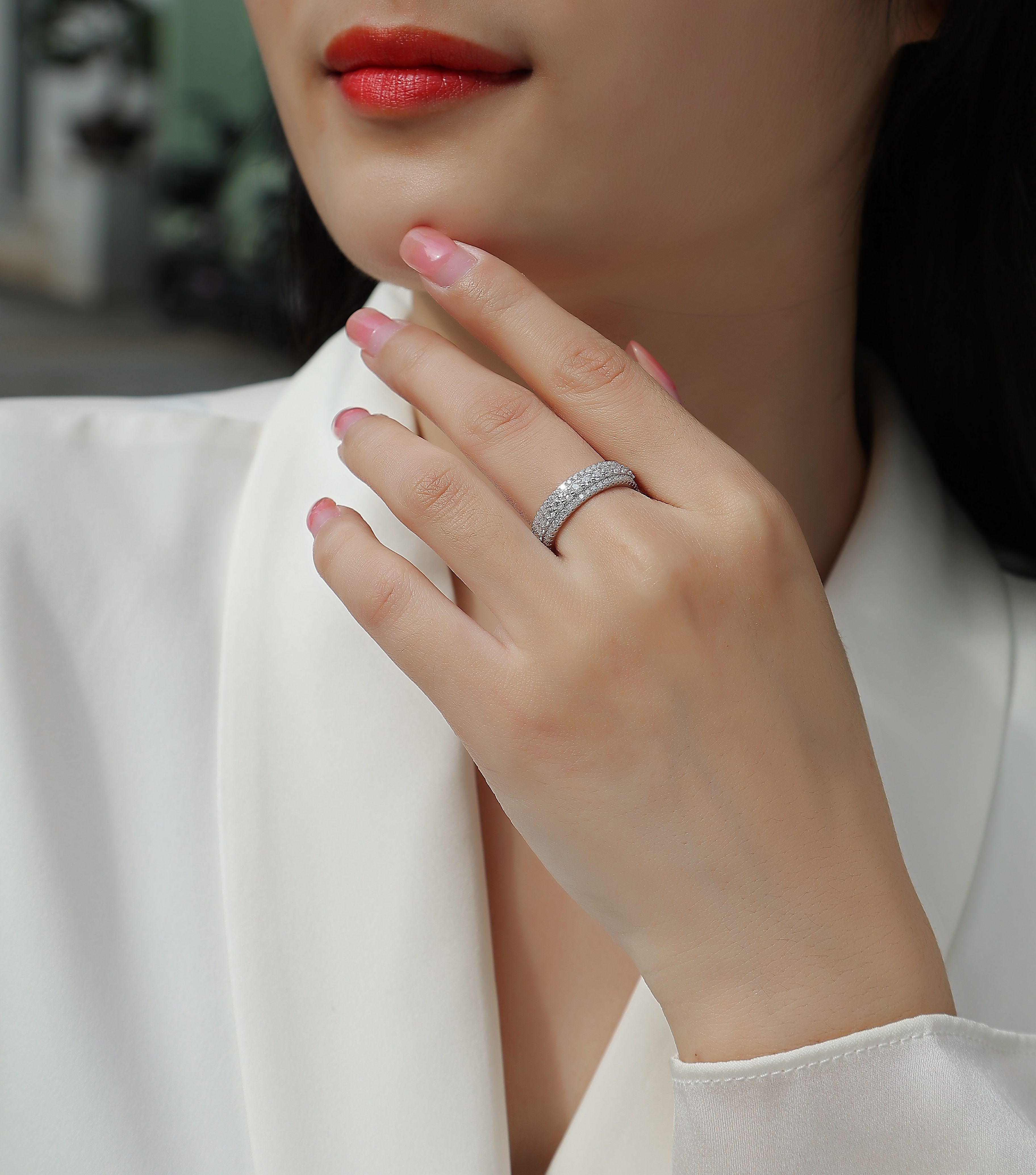 Cold Moonlight - Set With Top-quality Moissanite Silver And Platinum-plated Diamond