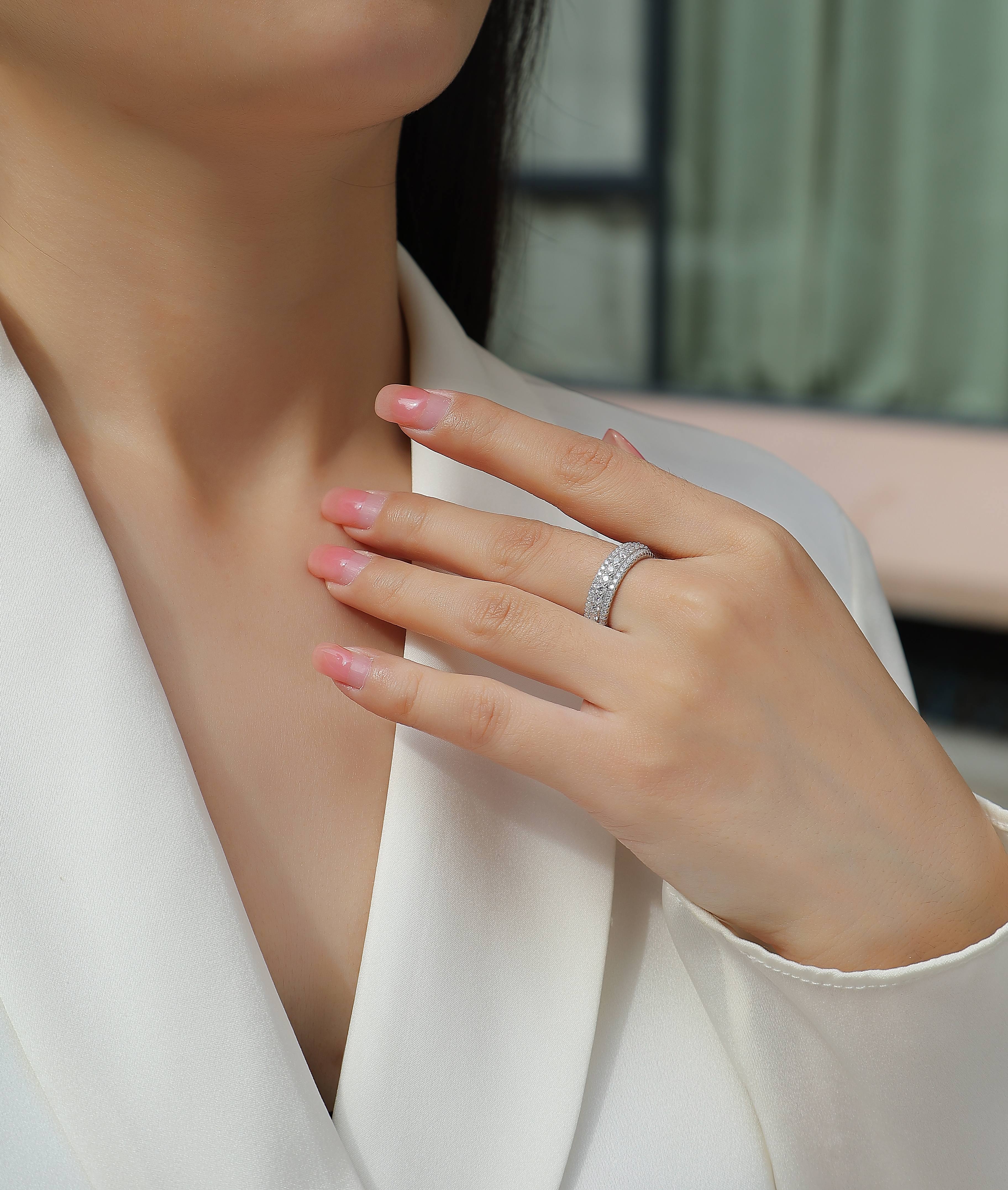 Cold Moonlight - Set With Top-quality Moissanite Silver And Platinum-plated Diamond