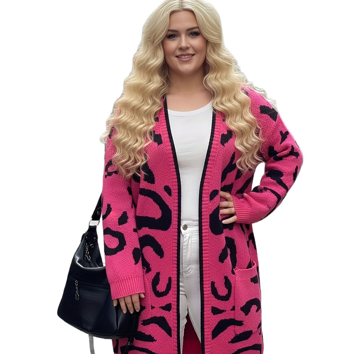 Color-blocked Relaxed-fit Long Wool Knit Coat