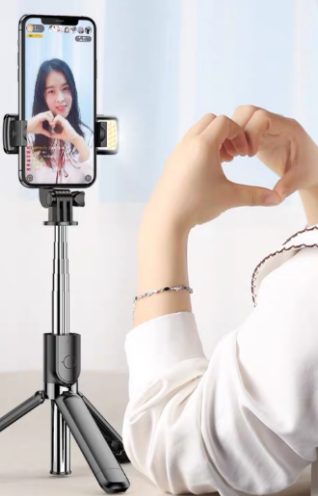 Compatible with iPhone, Bluetooth Selfie Stick Mobile Remote Control Tripod