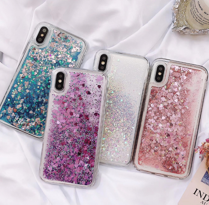 Kompatibel mit iPhone, kompatibel mit iPhone, Fashion Samsung Love Stars Pailletten Weiß