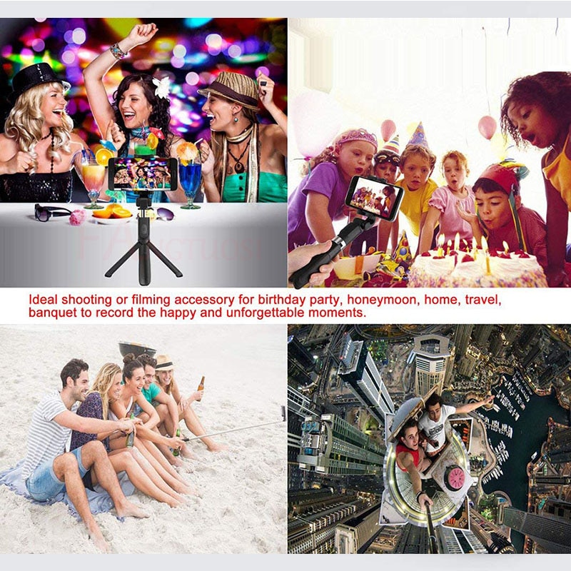 Compatible with iPhone, Tripod Selfie Stick Mobile Universal Live Triangle Bracket One