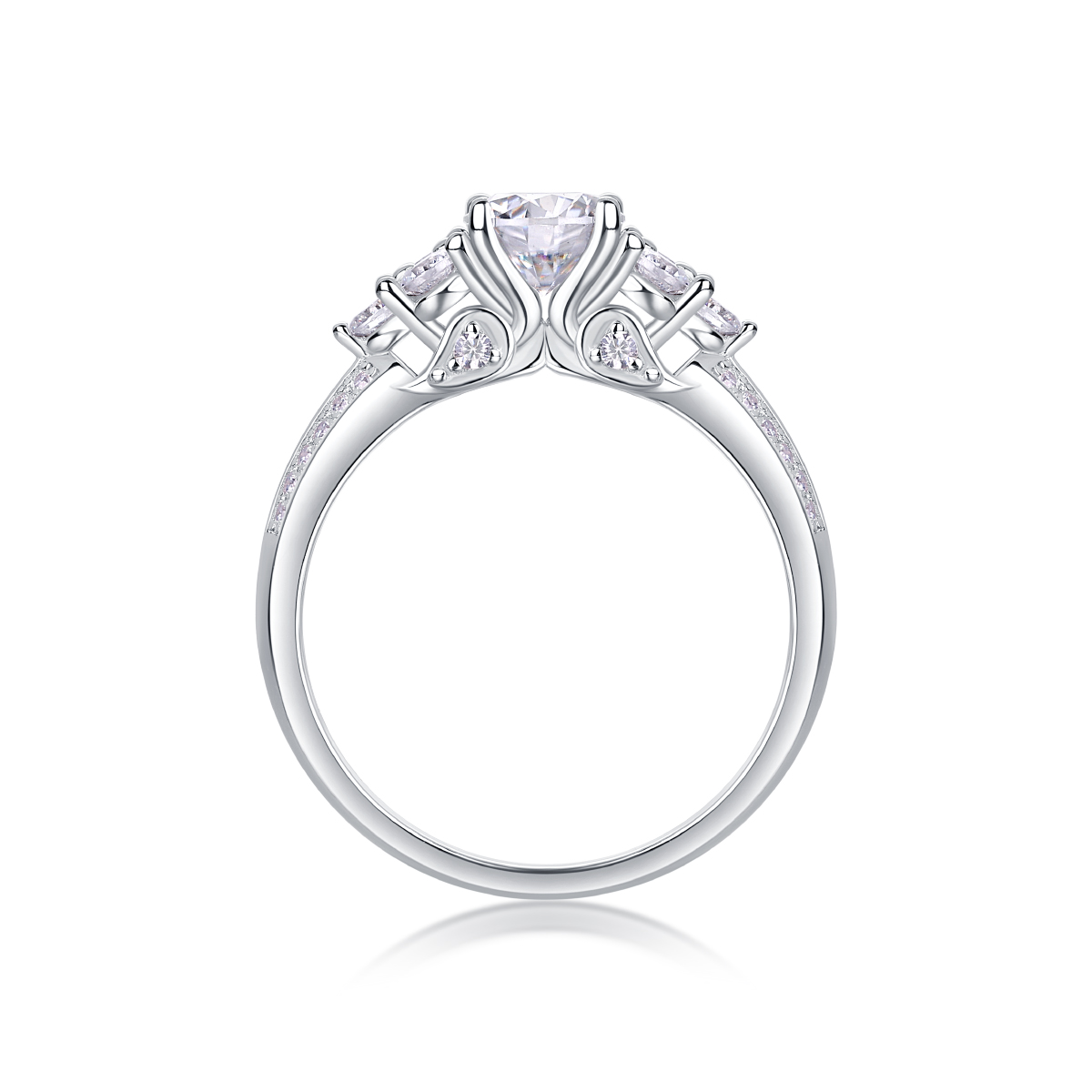 Coral Dream - A Wedding Ring Set With 1-carat Top-quality Moissanite Silver And