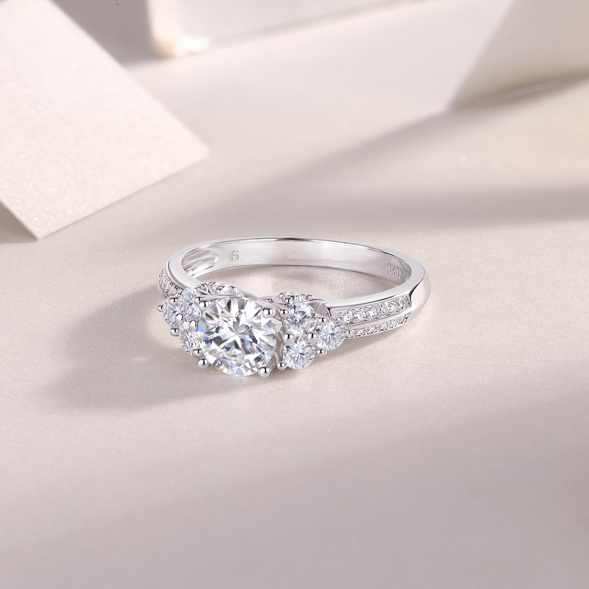 Coral Dream - A Wedding Ring Set With 1-carat Top-quality Moissanite Silver And