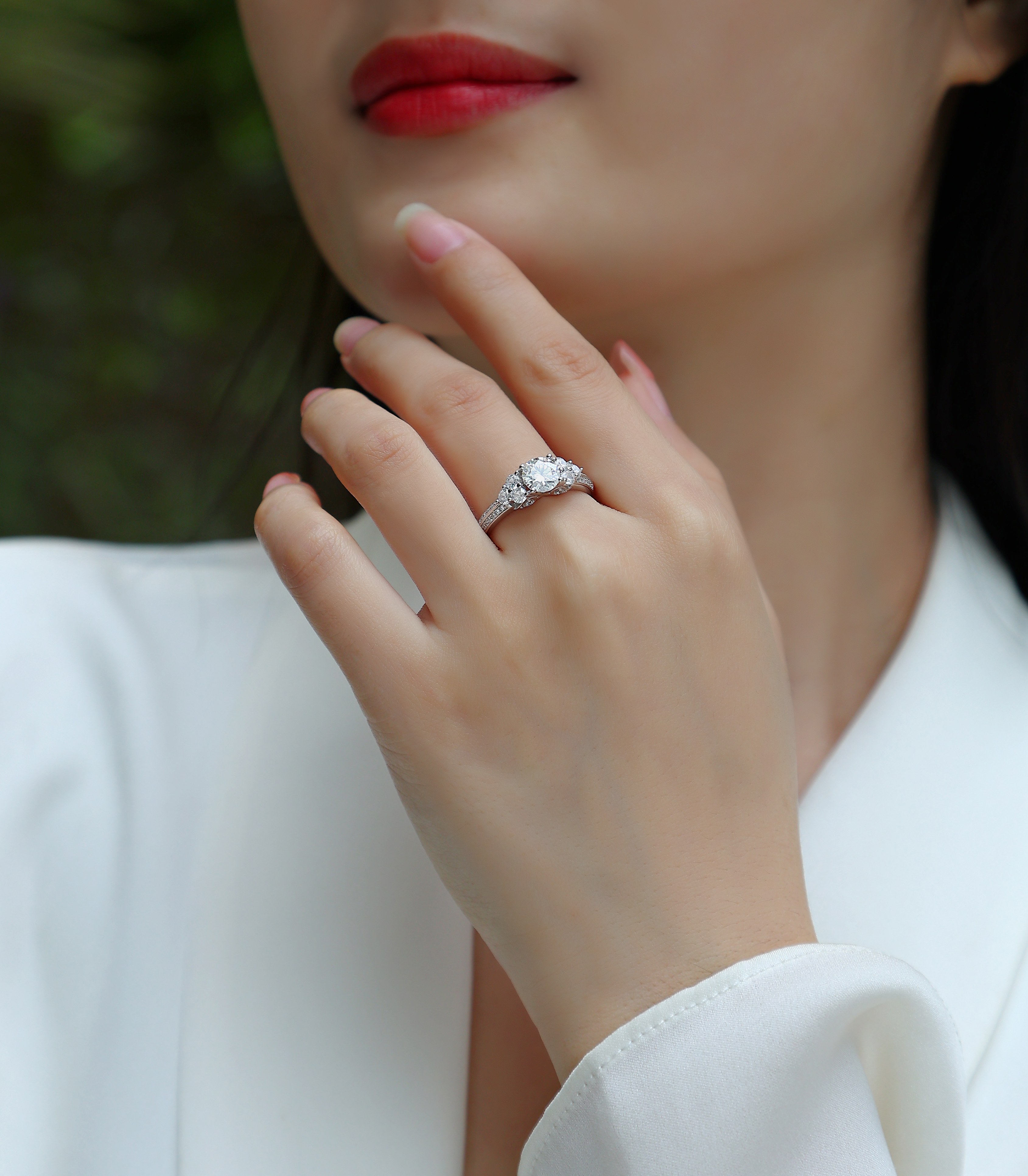 Coral Dream - A Wedding Ring Set With 1-carat Top-quality Moissanite Silver And