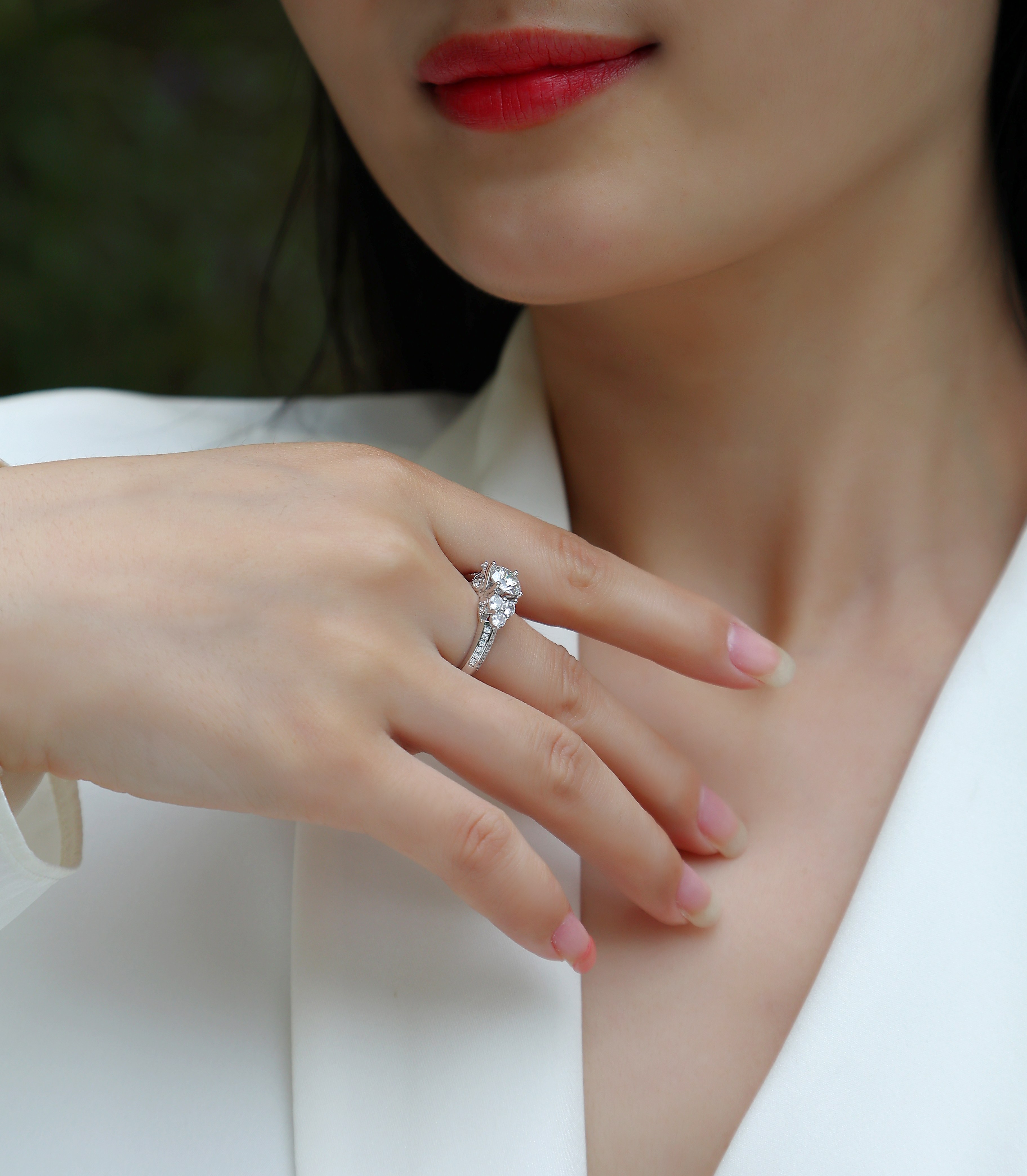 Coral Dream - A Wedding Ring Set With 1-carat Top-quality Moissanite Silver And