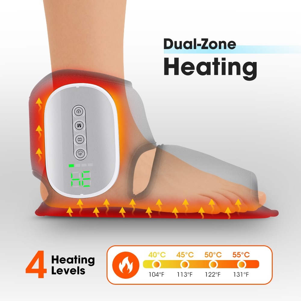 Cordless Foot Ankle Massager 3 Airbag Modes, 4 Heat Levels For Plantar Fasciitis
