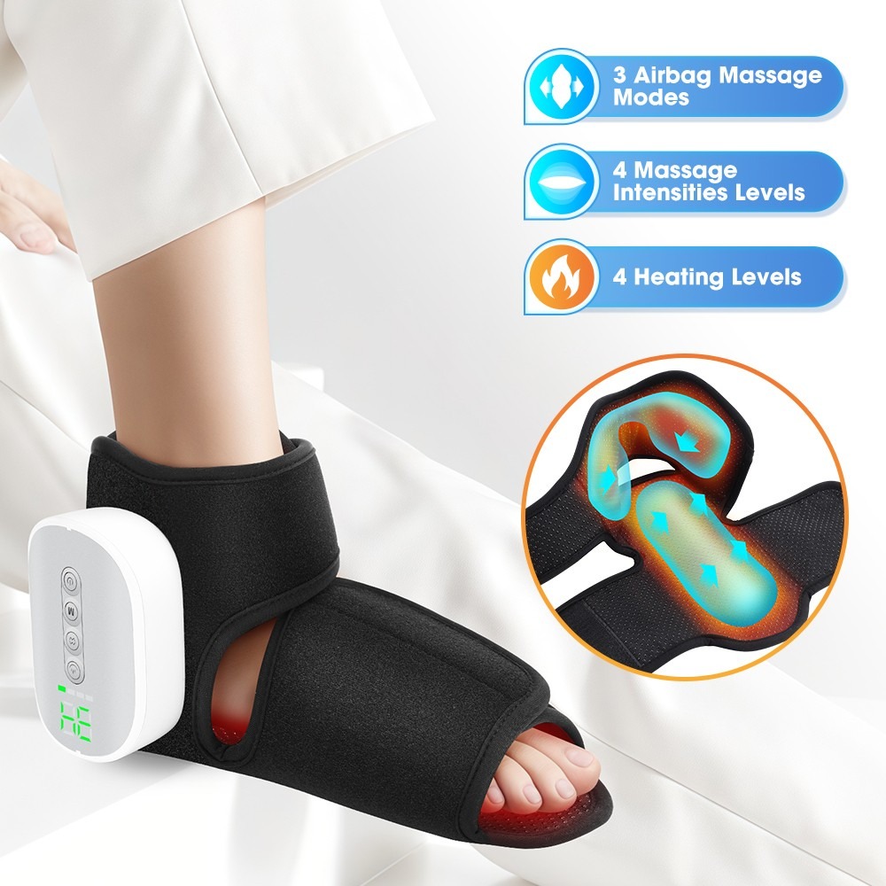 Cordless Foot Ankle Massager 3 Airbag Modes, 4 Heat Levels For Plantar Fasciitis