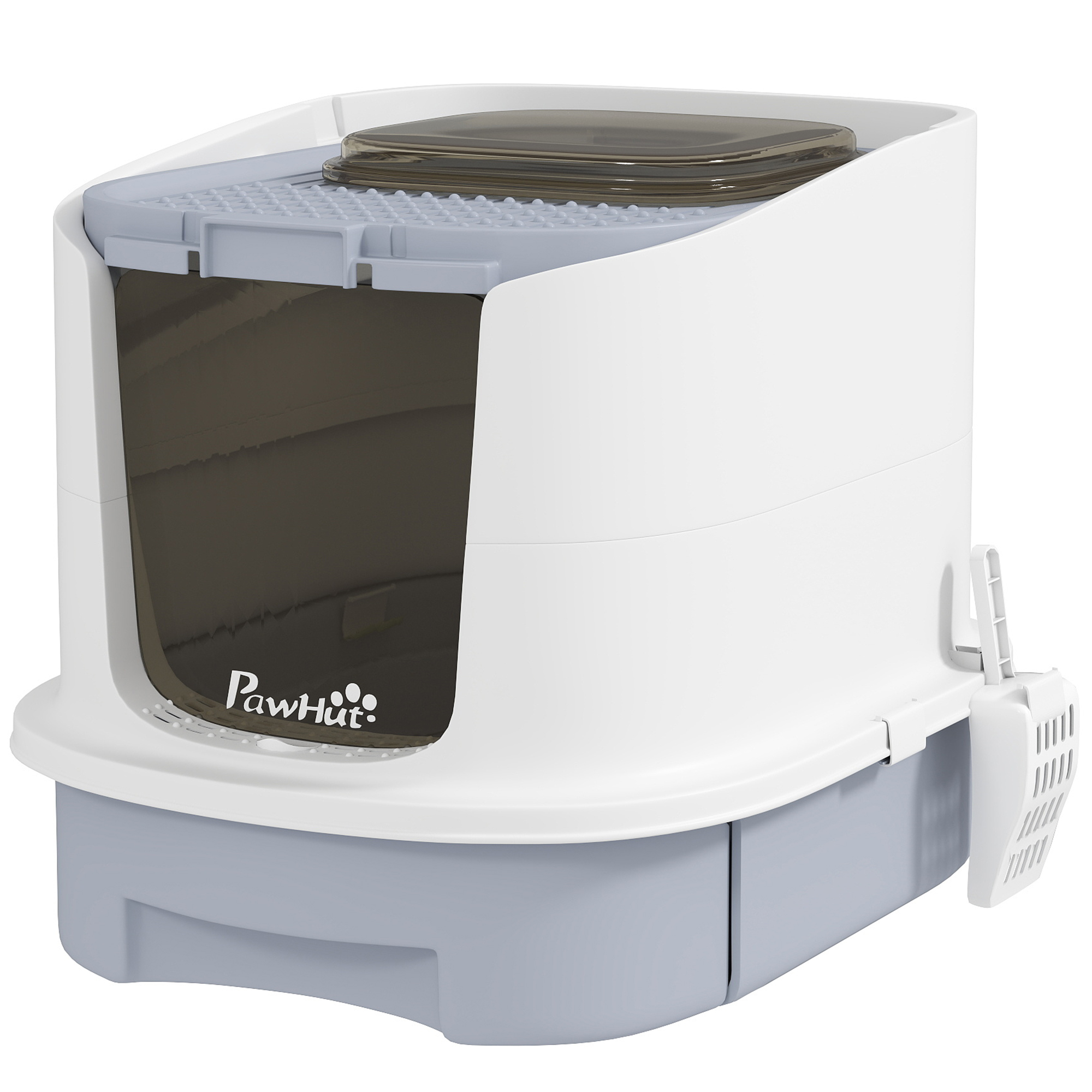 Covered Cat Litter Box with Lid, Drawer, Scoop, Top Entry, Deodorizing Bags, Odor Control