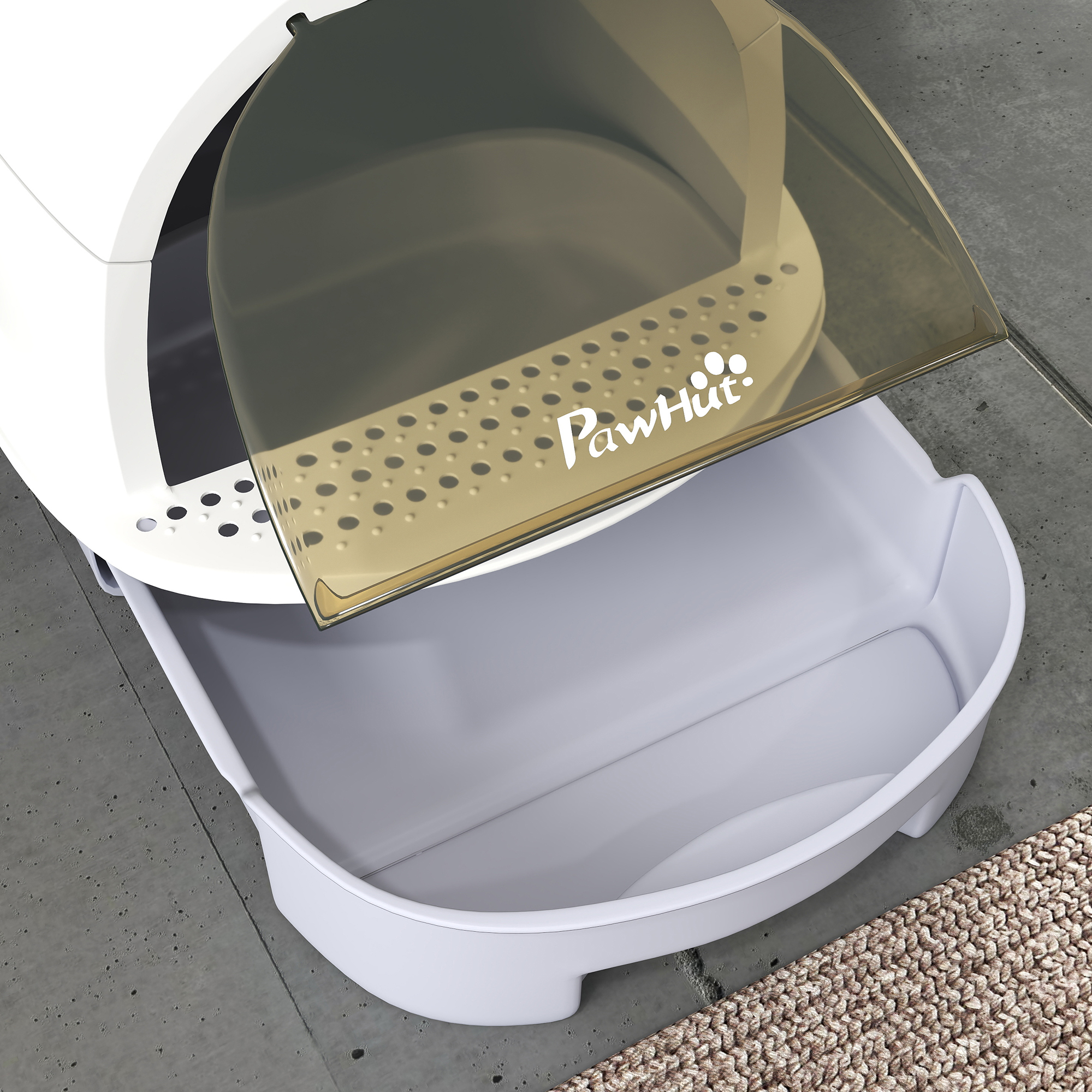 Covered Cat Litter Box with Lid, Scoop, Deodorizing Bags for Odor Control, Privacy, Easy