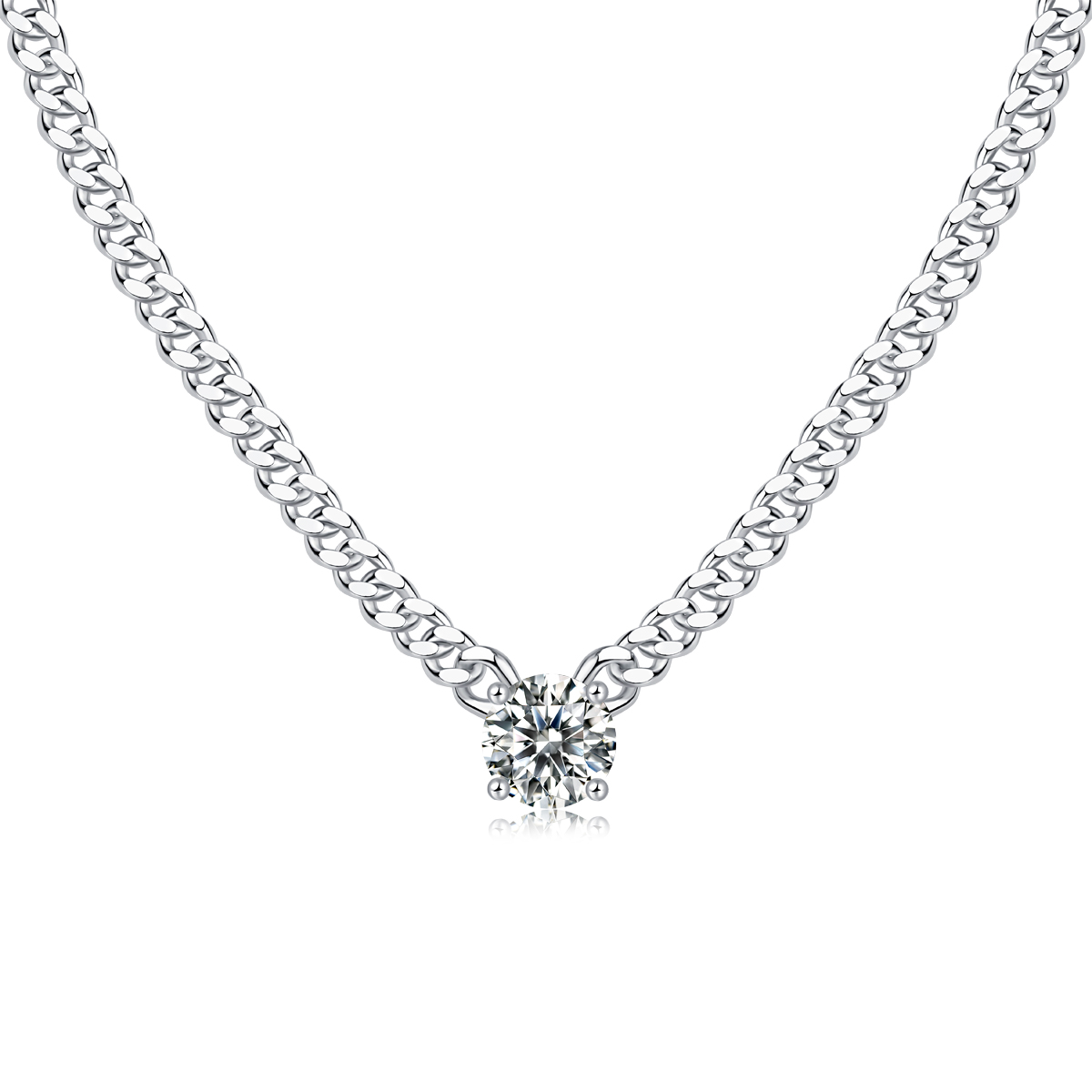 Cuban Necklace - Set With Top-quality Moissanite Silver And Platinum-plated Pendant, A