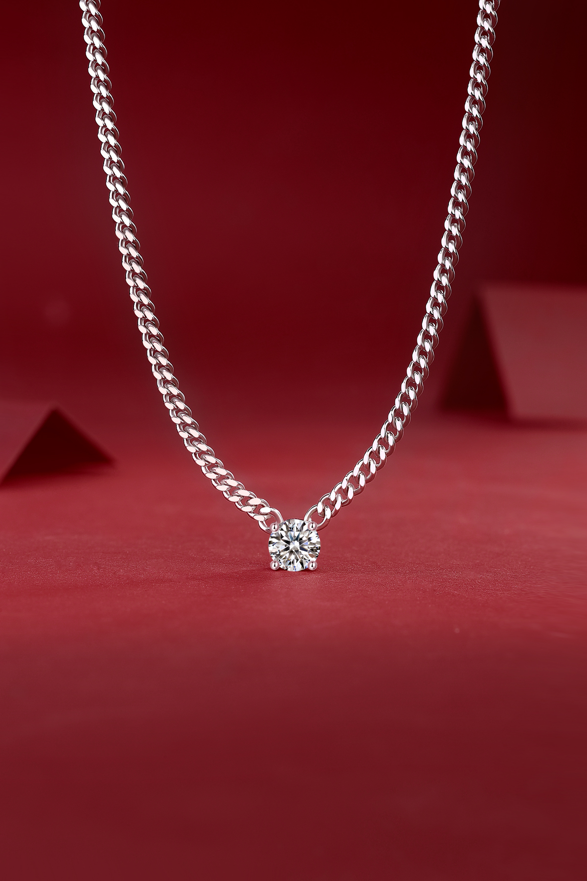 Cuban Necklace - Set With Top-quality Moissanite Silver And Platinum-plated Pendant, A
