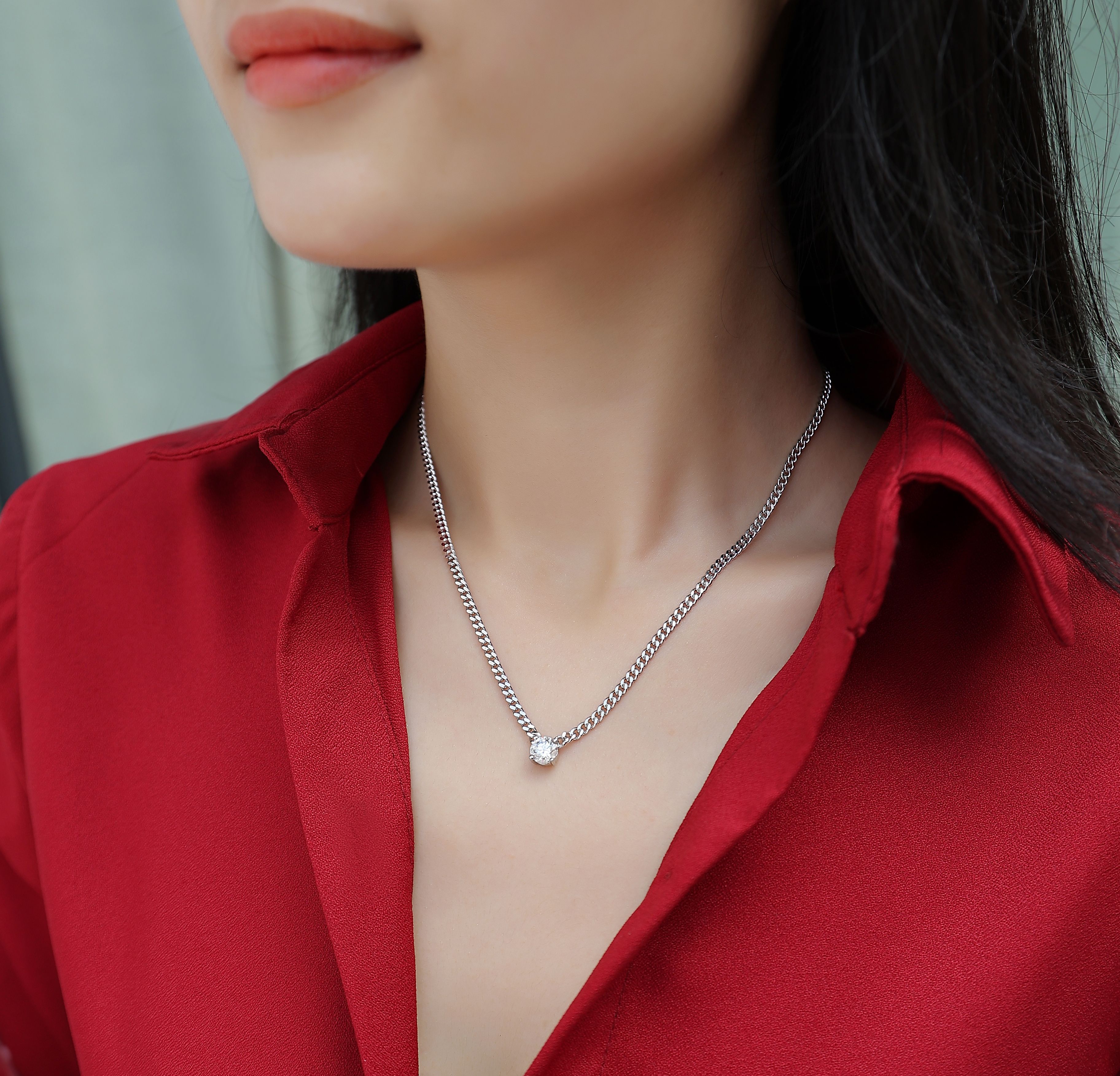 Cuban Necklace - Set With Top-quality Moissanite Silver And Platinum-plated Pendant, A