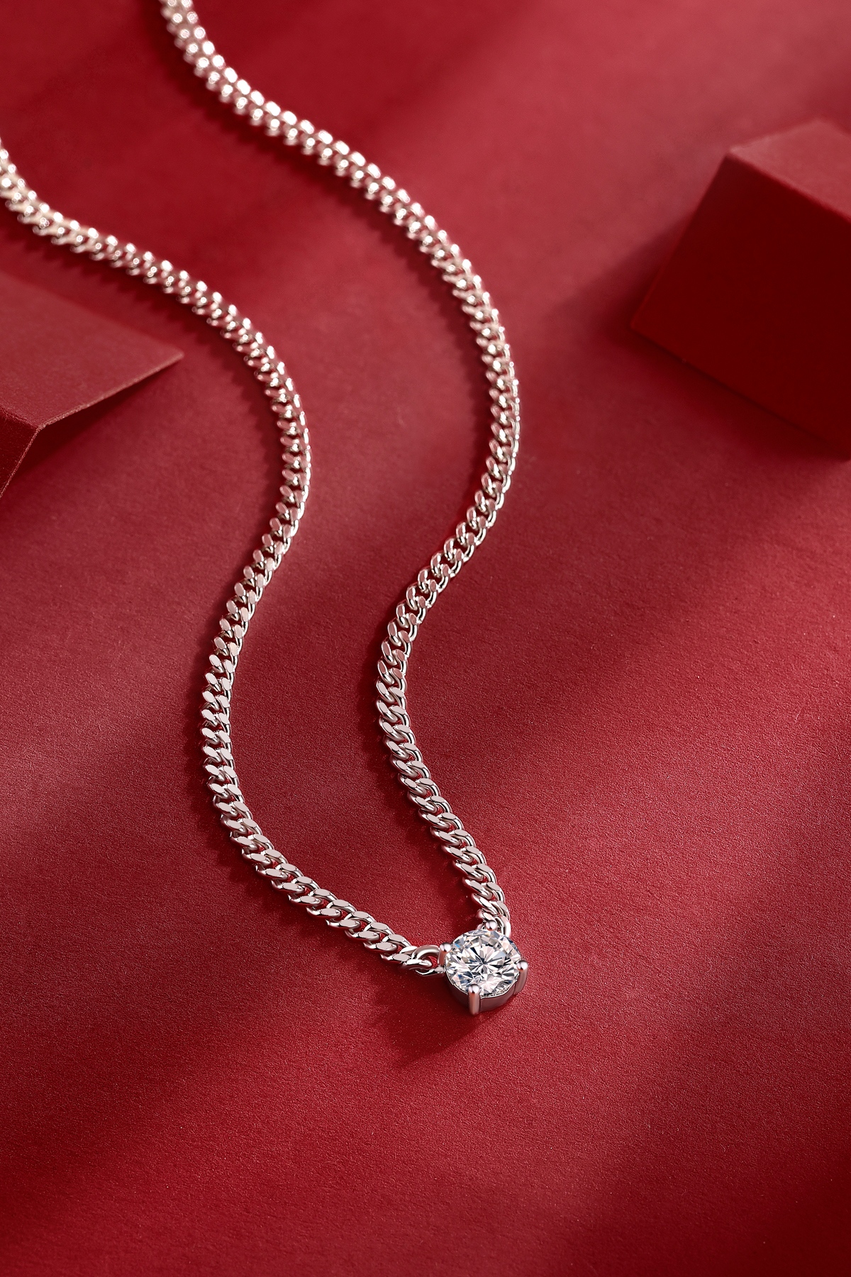 Cuban Necklace - Set With Top-quality Moissanite Silver And Platinum-plated Pendant, A