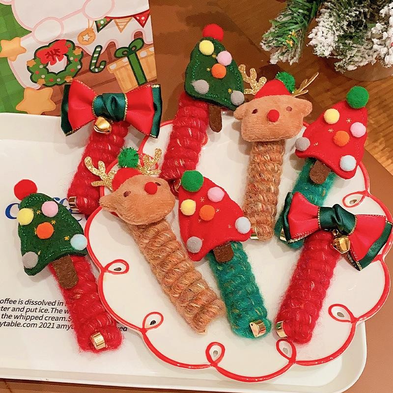Cute Girls Elastic Rubber Band Christmas Children Telephone Wire Hair Spiral Coil Festive