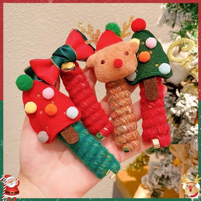 Cute Girls Elastic Rubber Band Christmas Children Telephone Wire Hair Spiral Coil Festive