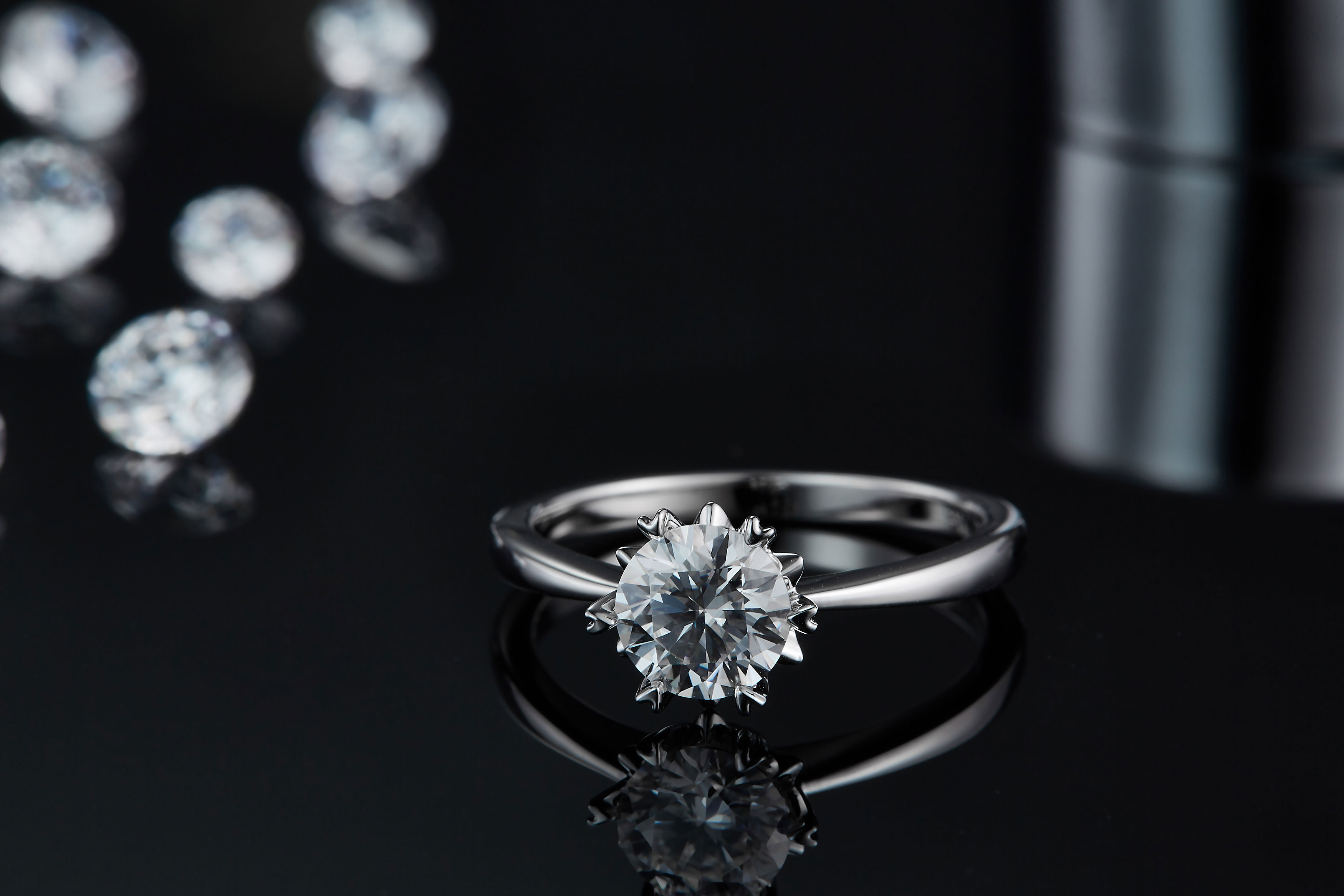 Dance Of Wind And Snow - A Wedding Ring Set With 1-carat Top-quality Moissanite Silver And