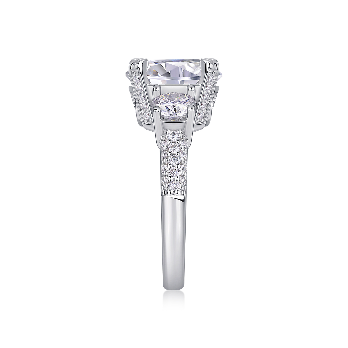 Dazzling Stars - A Wedding Ring Set With 5-carat Top-quality Moissanite Silver And
