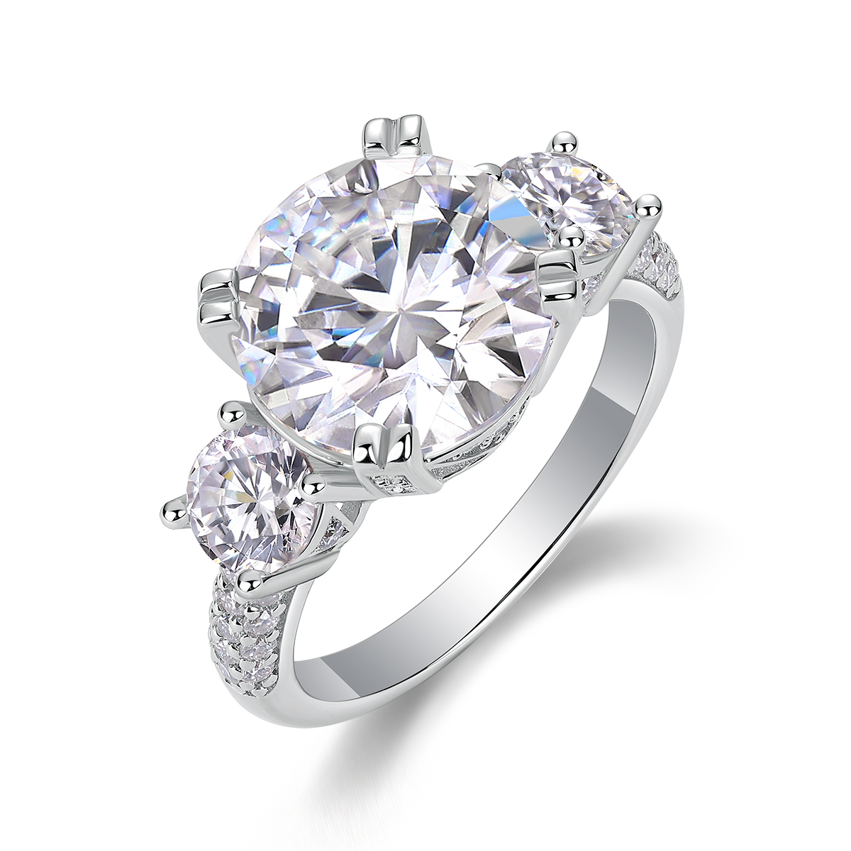 Dazzling Stars - A Wedding Ring Set With 5-carat Top-quality Moissanite Silver And