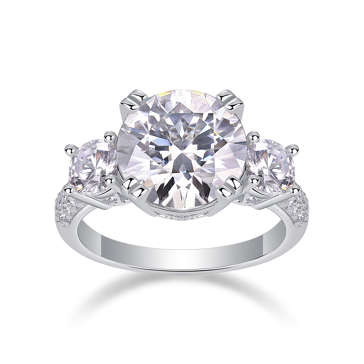 Dazzling Stars - A Wedding Ring Set With 5-carat Top-quality Moissanite Silver And