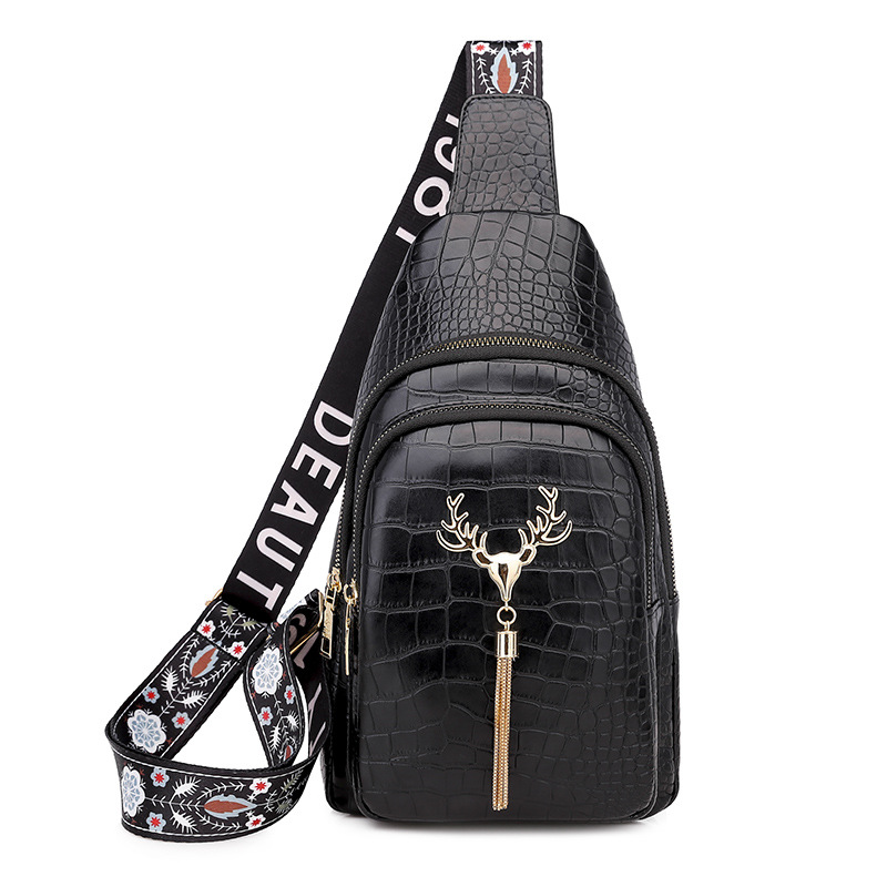 Deer Tassel Design Crossbody Bag Fashion Letter Embroidery Chest Bags