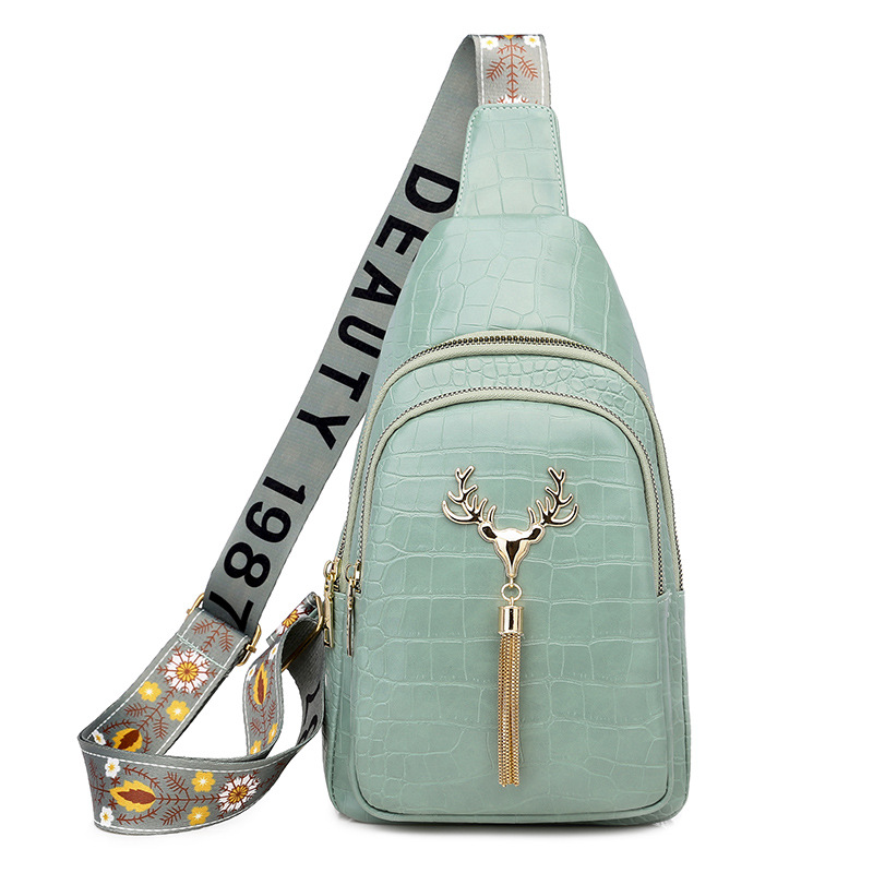 Deer Tassel Design Crossbody Bag Fashion Letter Embroidery Chest Bags