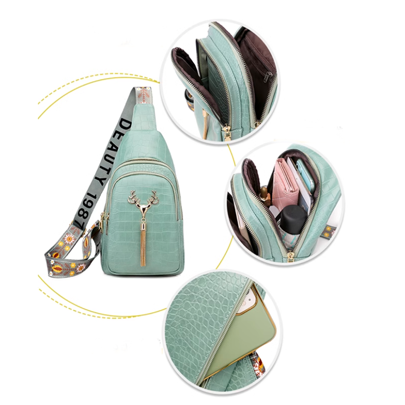 Deer Tassel Design Crossbody Bag Fashion Letter Embroidery Chest Bags