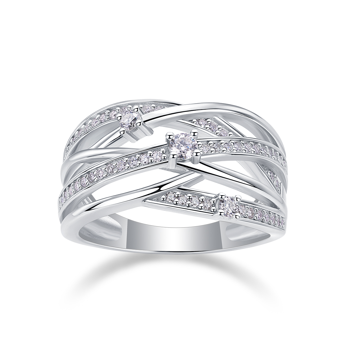 Diamond Shining - Set With Top-quality Moissanite, Silver And Platinum-plated Diamond