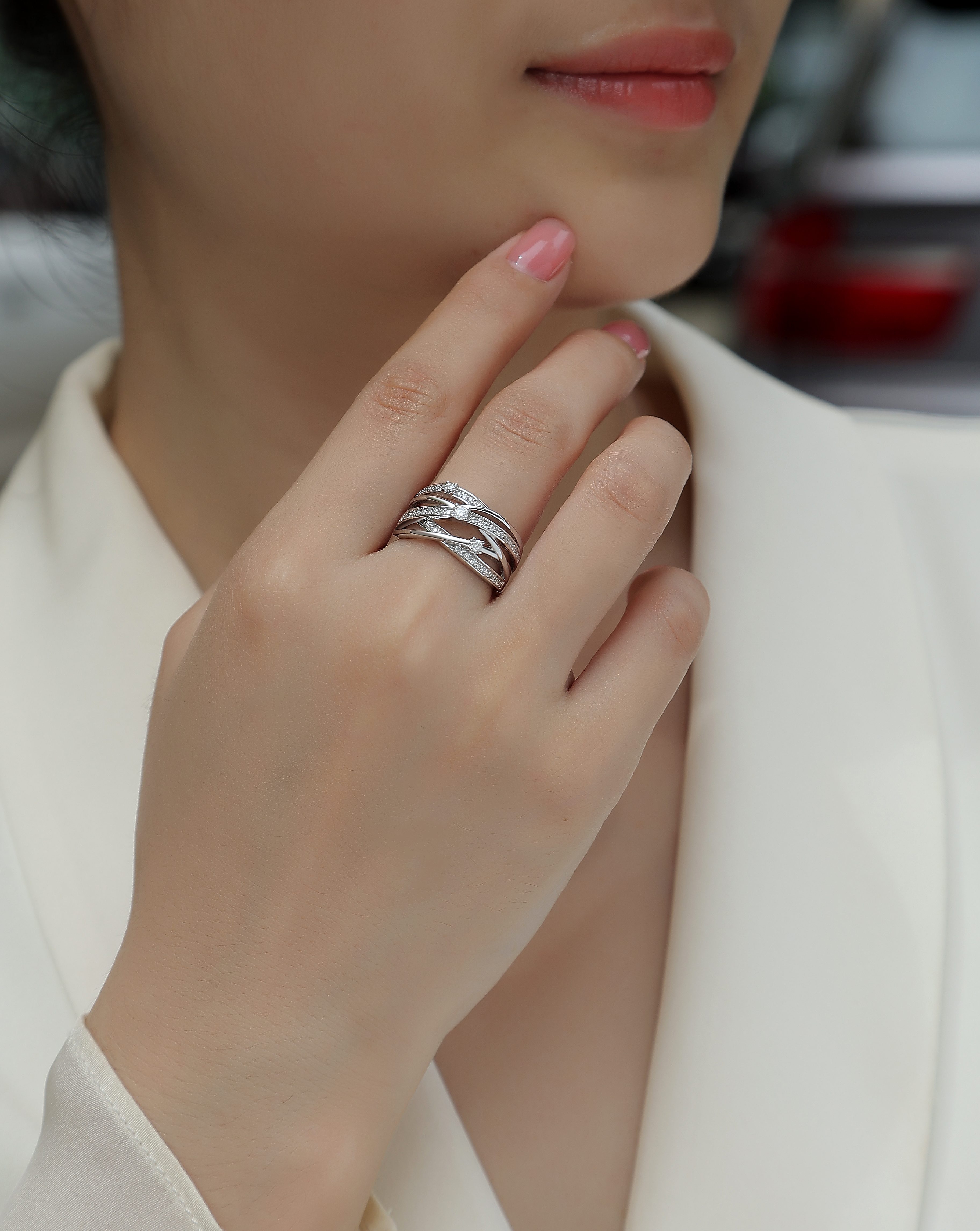 Diamond Shining - Set With Top-quality Moissanite, Silver And Platinum-plated Diamond
