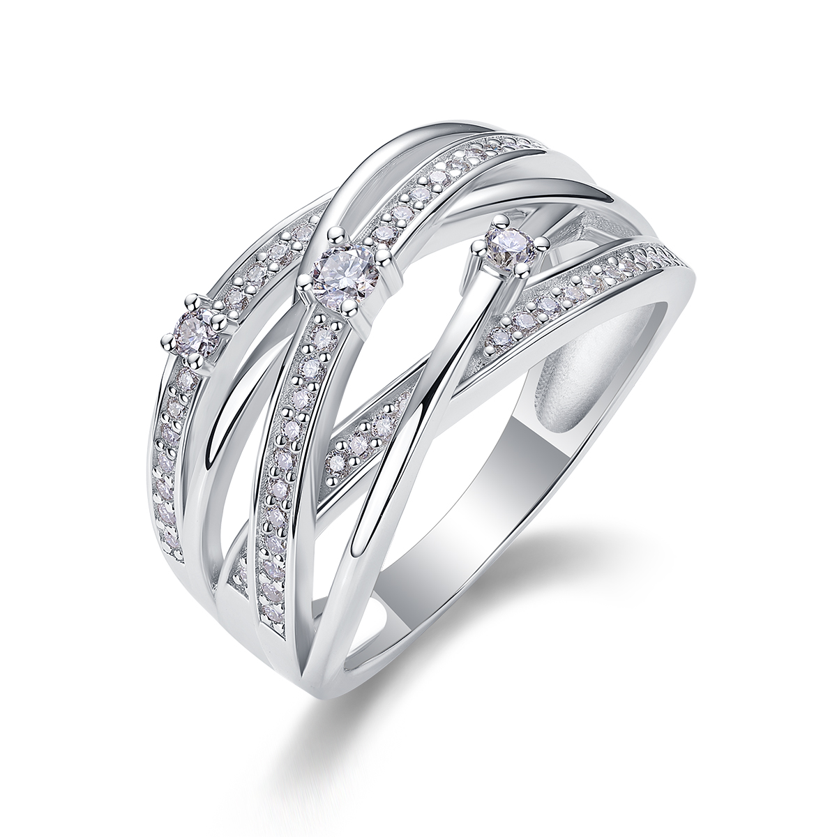 Diamond Shining - Set With Top-quality Moissanite, Silver And Platinum-plated Diamond