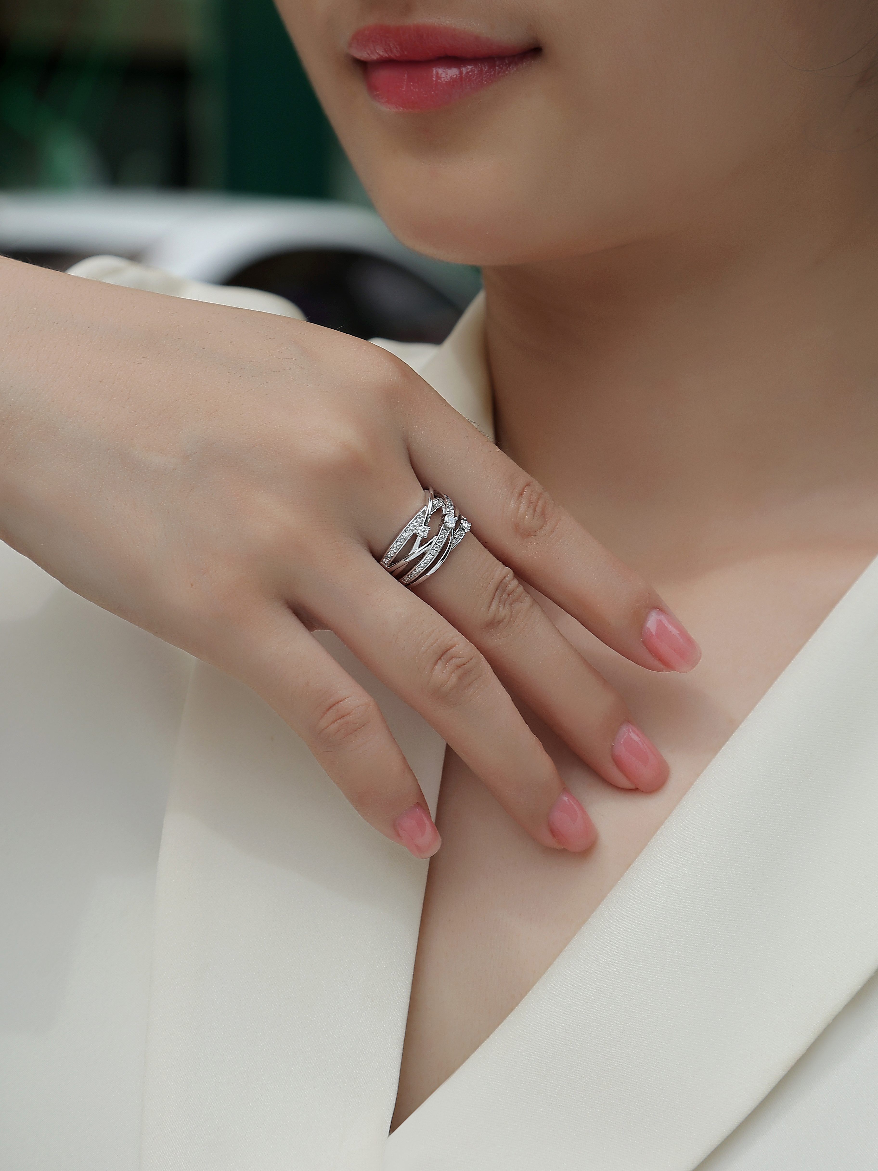 Diamond Shining - Set With Top-quality Moissanite, Silver And Platinum-plated Diamond