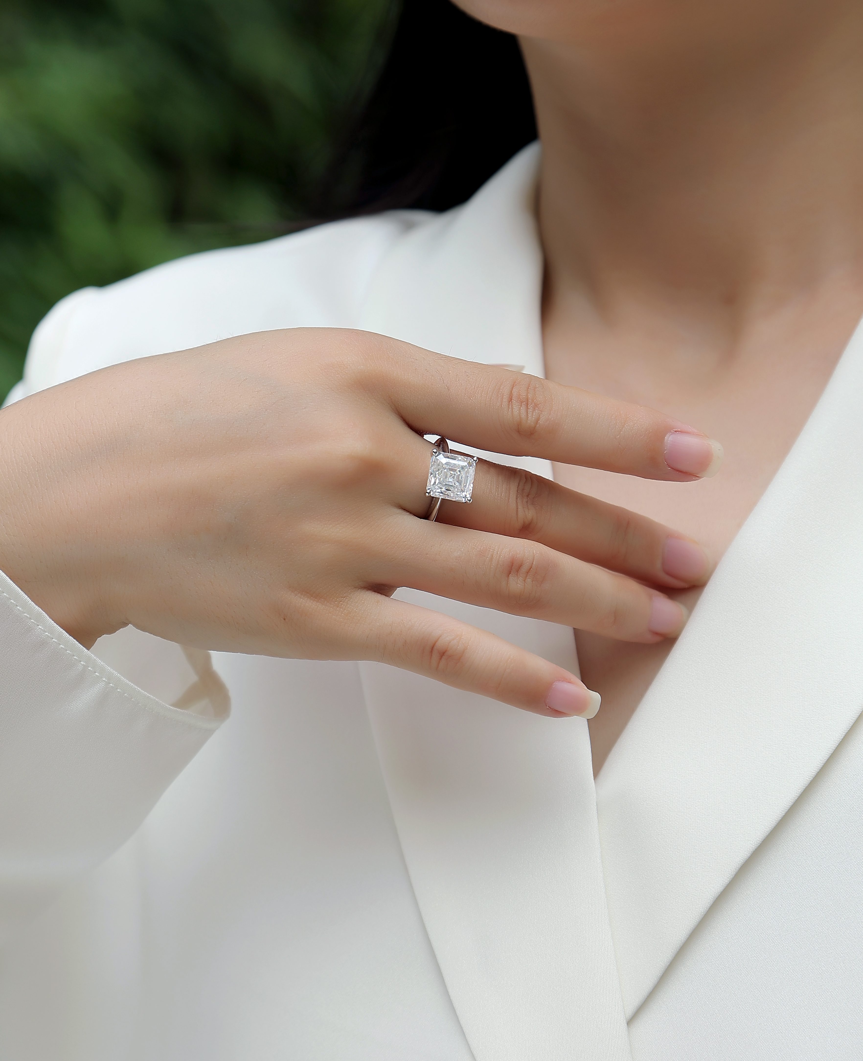 Dream - A Wedding Ring Set With Top-quality Heart-shaped Moissanite In Silver And