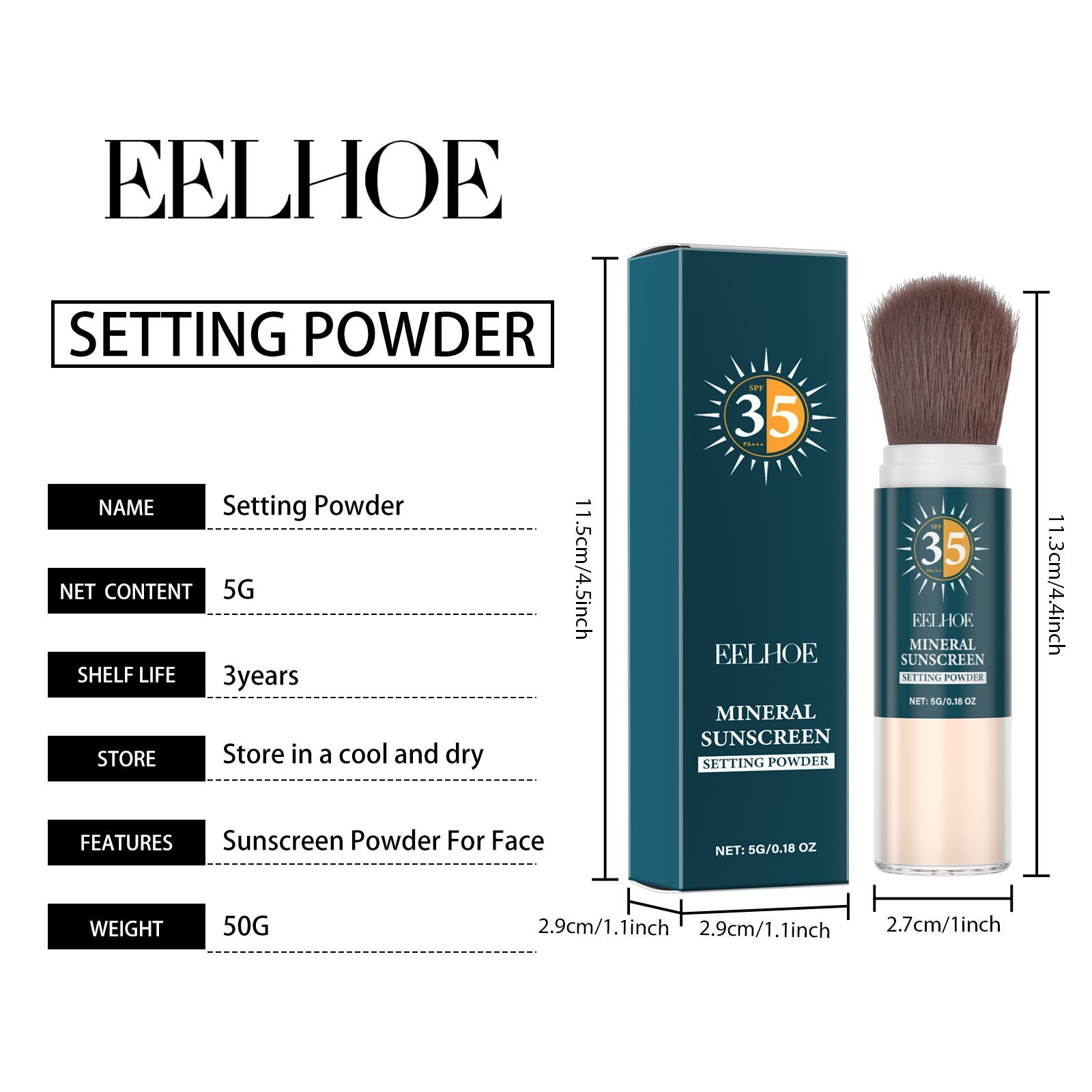 EELHOE Mineral Face Sun Care Finishing Powder, 5 g