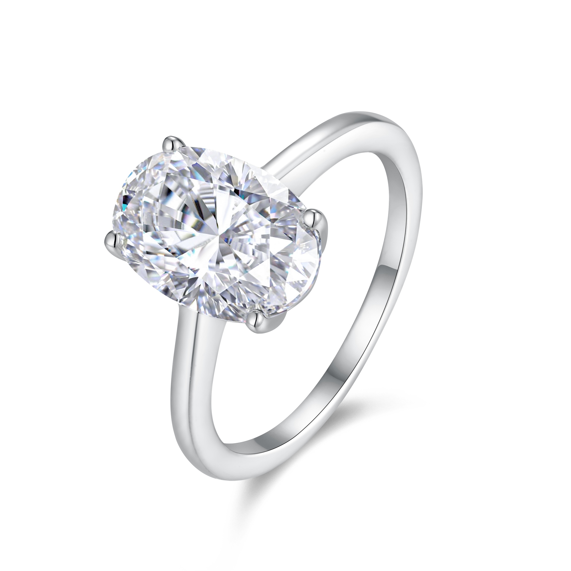 Egg-shaped Moissanite Double Rings Set With Top-quality Moissanite Luxury, Fashionable And