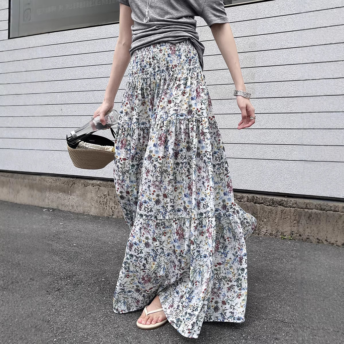 Elastic-waist Versatile A-line Skirt