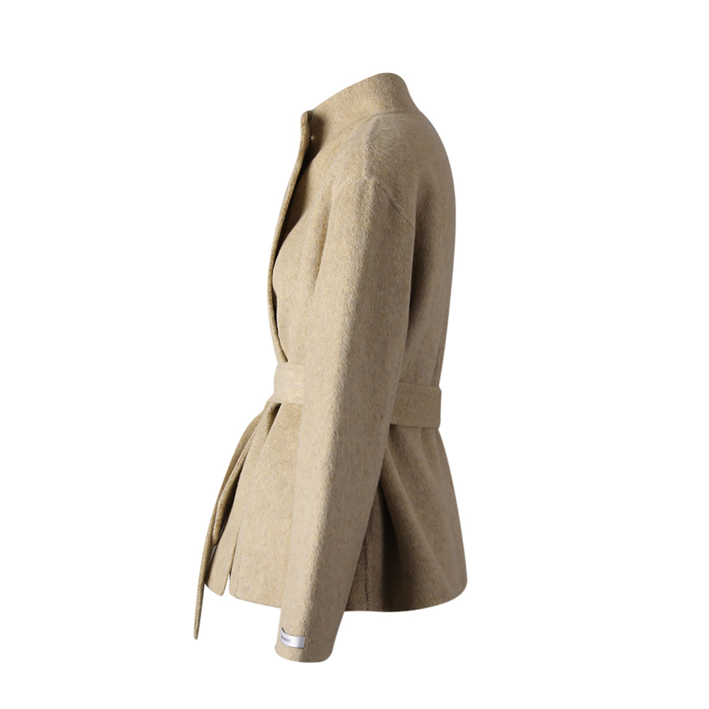 Elegant Stand-collar Wool Coat For Petite Women