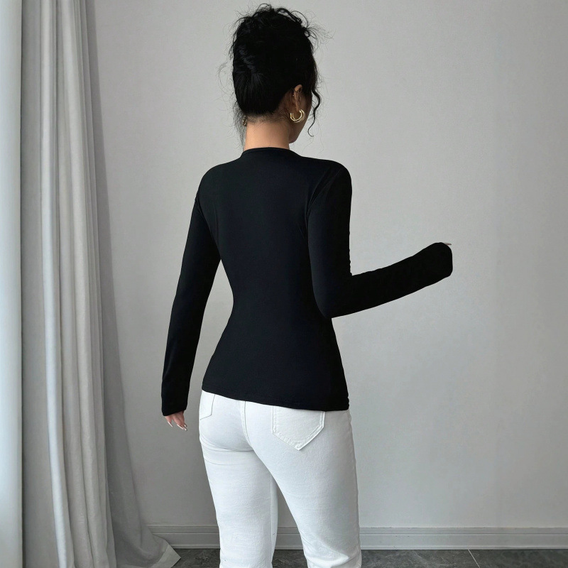 Elegant Womens Top With Bow Detail And High Slit Cinched At The Waist