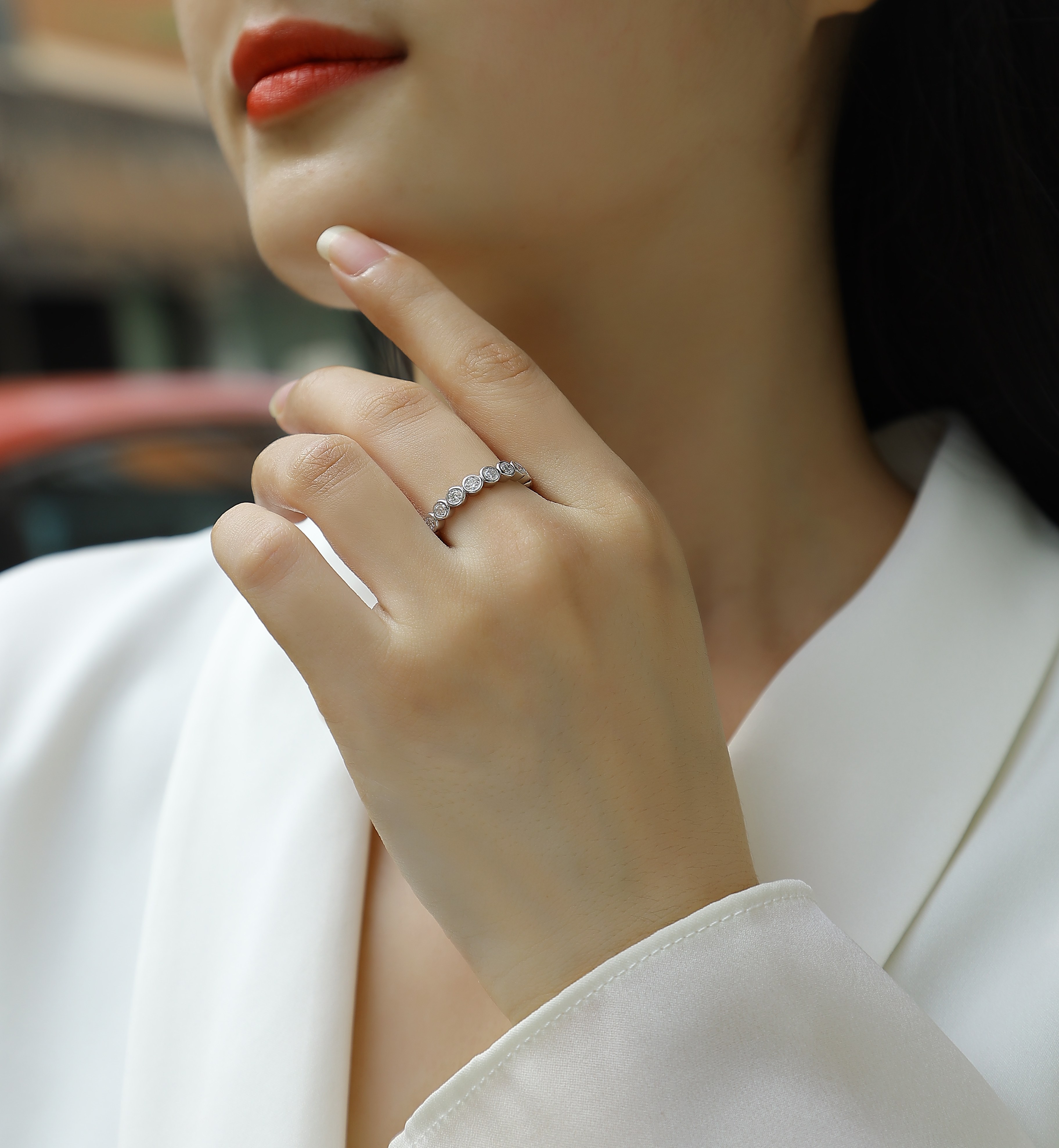 Emerging From The Cocoon - A Wedding Ring Set With Top-quality Moissanite Silver And