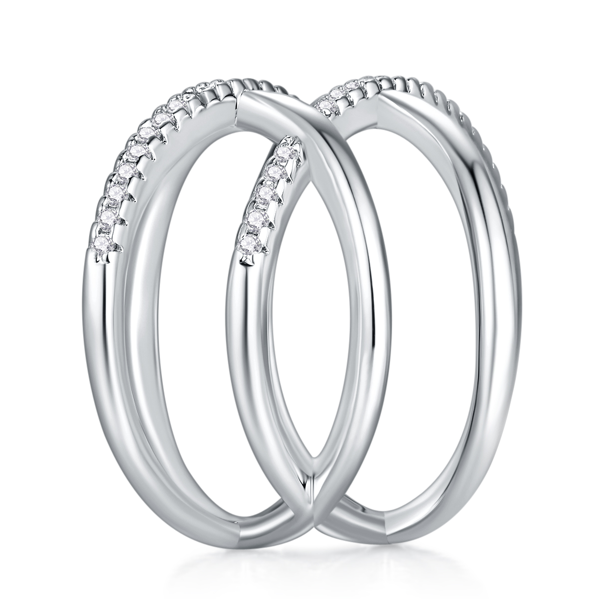 Enchanting And Wondrous Realm - A Wedding Ring Set With Top-quality Moissanite Silver And