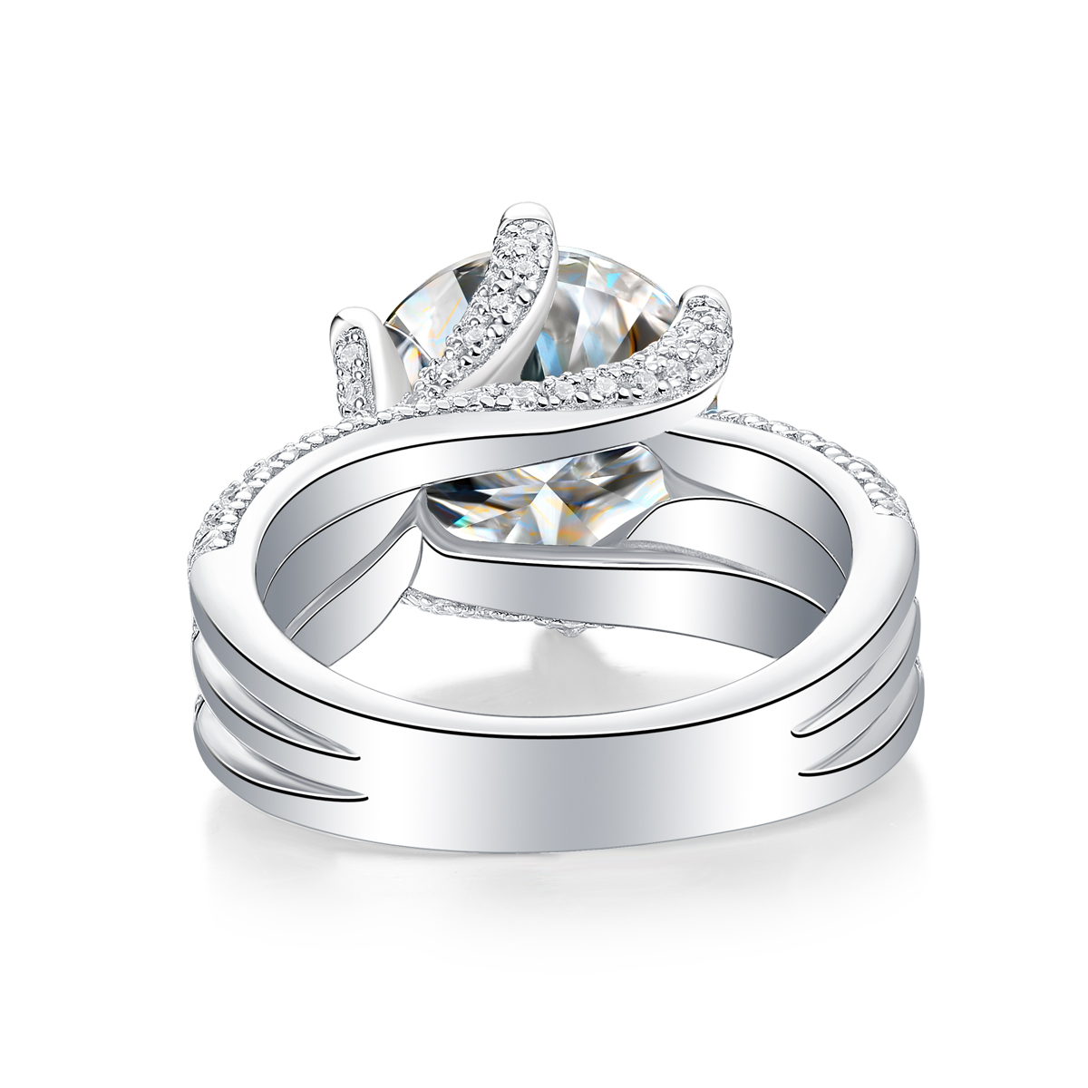 Eternal Vow - A Wedding Ring Set With 5-carat Top-quality Moissanite Silver And