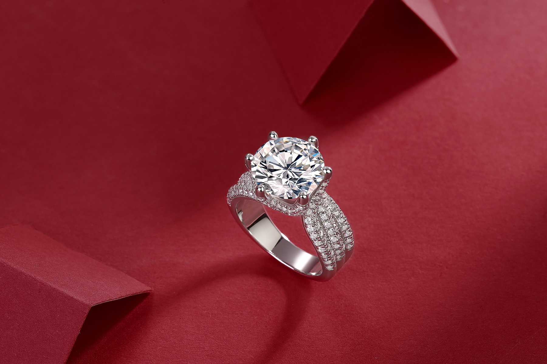 Eternal Vow - A Wedding Ring Set With 5-carat Top-quality Moissanite Silver And