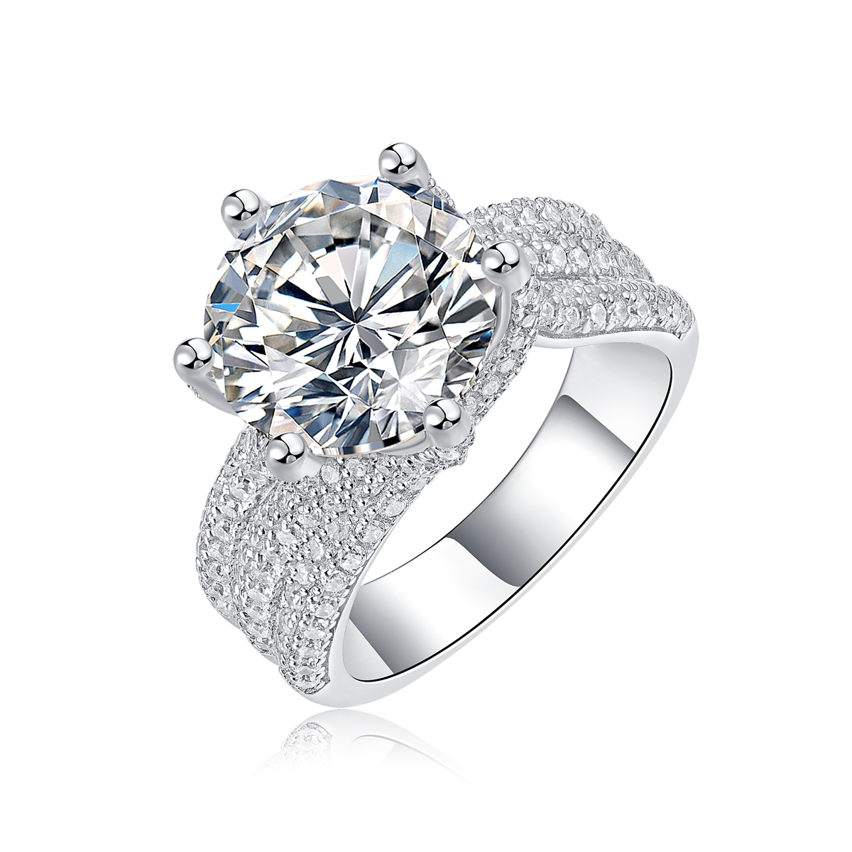 Eternal Vow - A Wedding Ring Set With 5-carat Top-quality Moissanite Silver And