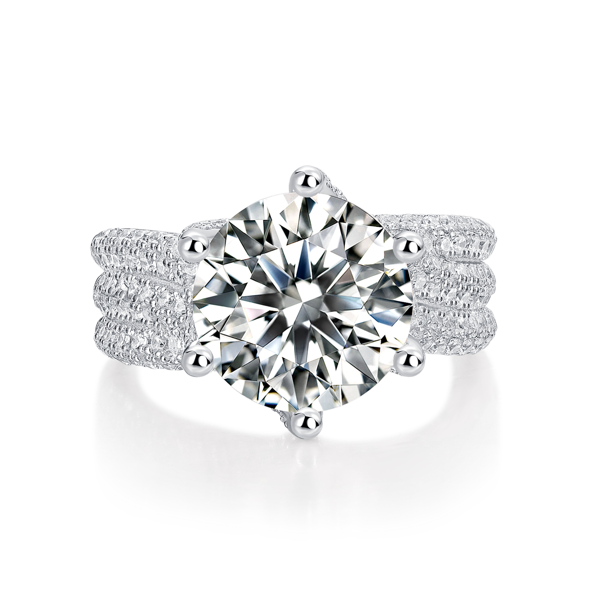 Eternal Vow - A Wedding Ring Set With 5-carat Top-quality Moissanite Silver And