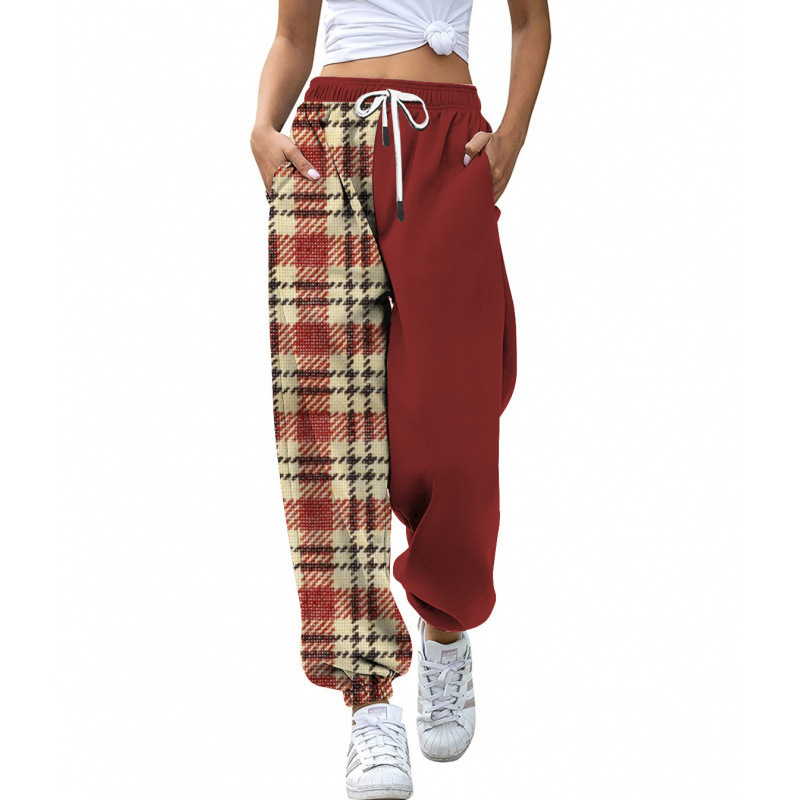 Euro American 2024 Autumn Casual Leg Tight Printed Slimming Sports High Waist With Rope