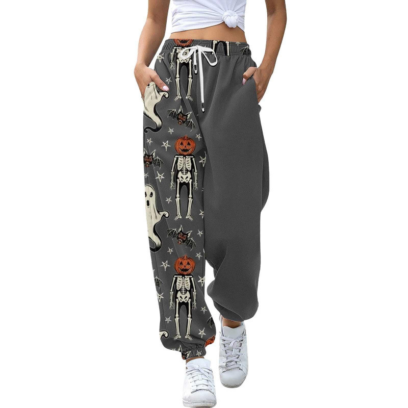 Euro American 2024 Autumn Casual Leg Tight Printed Slimming Sports High Waist With Rope