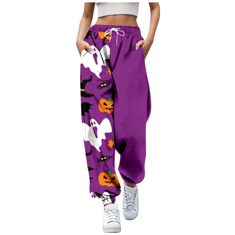 Euro American 2024 Autumn Casual Leg Tight Printed Slimming Sports High Waist With Rope