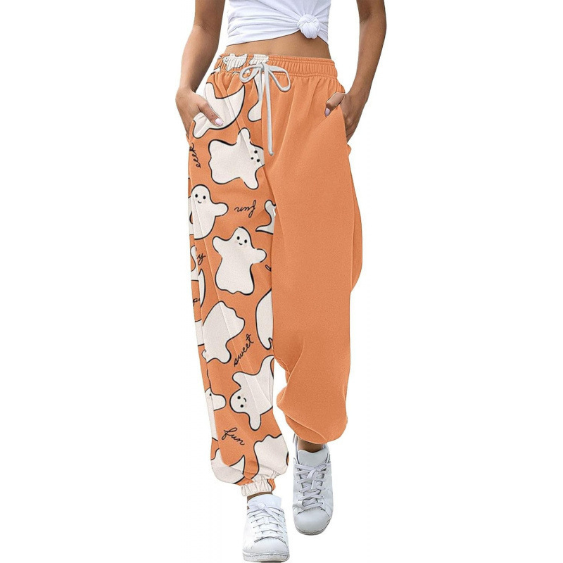 Euro American 2024 Autumn Casual Leg Tight Printed Slimming Sports High Waist With Rope